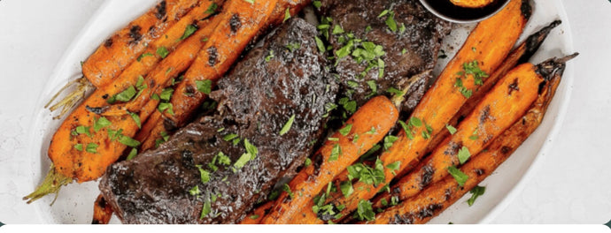 Grilled Steak with Carrots with Spicy Butter