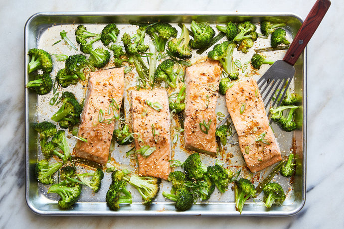 One Pan Salmon, Edamame &amp; Broccoli